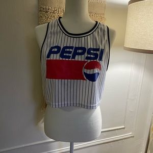 Pepsi Women's Striped Crop Top Vintage